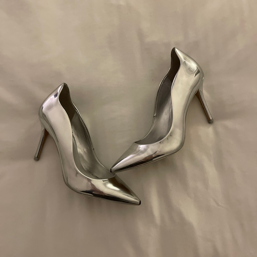 ALDO SILVER HEELS